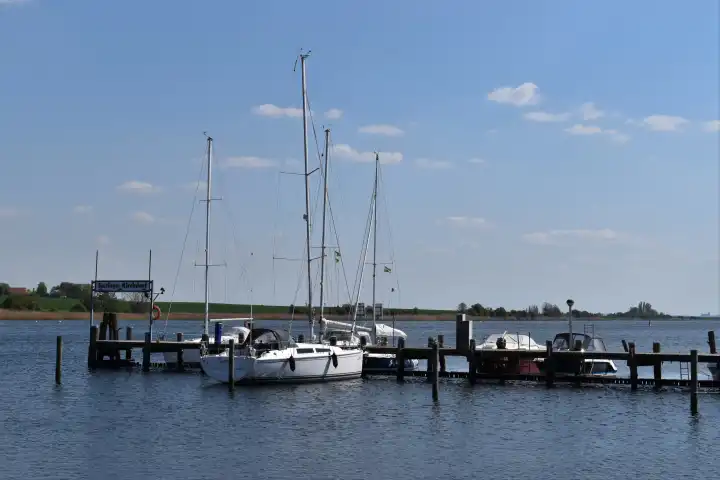Pier with sailboats on the island of Poel (Baltic Sea)
