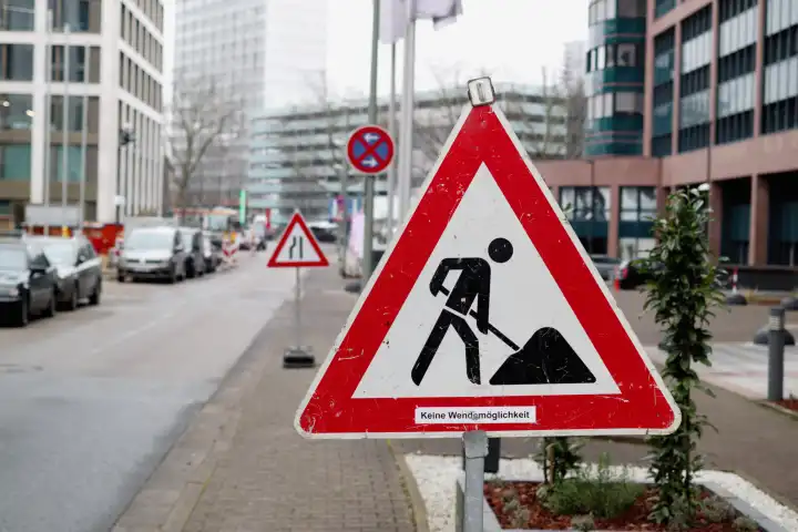 Road sign construction work
