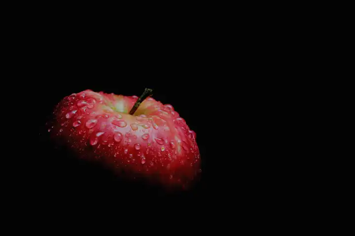 Apple against a black background