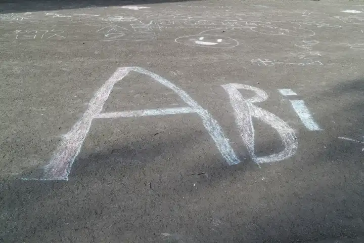 Abitur Abi lettering on asphalt