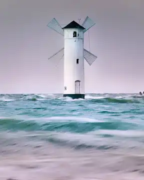 flood in swinoujscie mills lighthouse