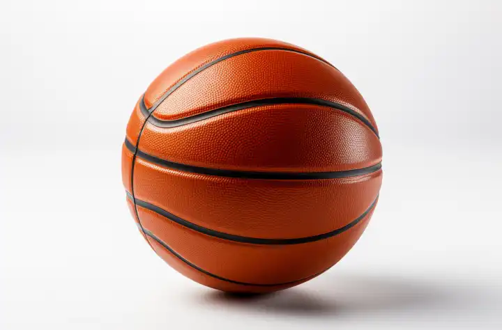 Basketball auf weißem Hintergrund, der die Klarheit und Einfachheit des Designs unterstreicht, generiert mit KI