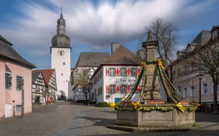 ARNSBERG, GERMANY - APRIL 10, 2023: Historic district with old buildings of Arnsberg during Eastern holidays on April 10, 2023 in Sauerland, Germany