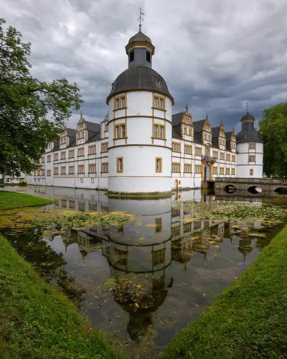 PADERBORN, GERMANY - AUGUST 17, 2023: Old Neuhaus castle close to Paderborn on August 17, 2023 in North Rhine Westphalia, Germany
