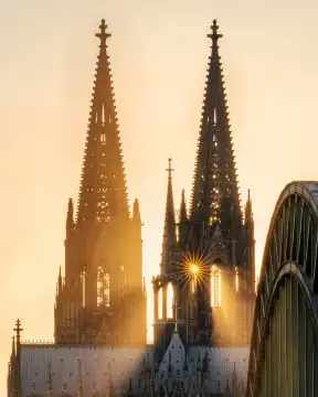 Cathedral of Cologne against sunset, Germany, Europe