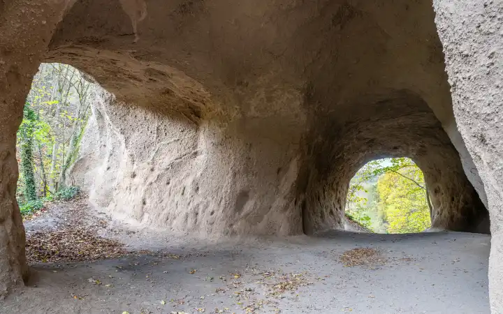 Panoramic image of Caves close to Brohl, Eifel, Rhineland-Palatinate, Germany