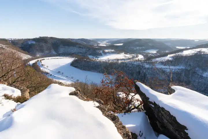 Panoramabild der Landschaft im Nationalpark Eifel, Nordrhein-Westfalen, Deutschland