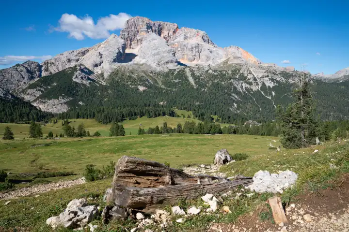 Panoramic image of landscape in South Tirol with famous Prags valley, Italy, Europe