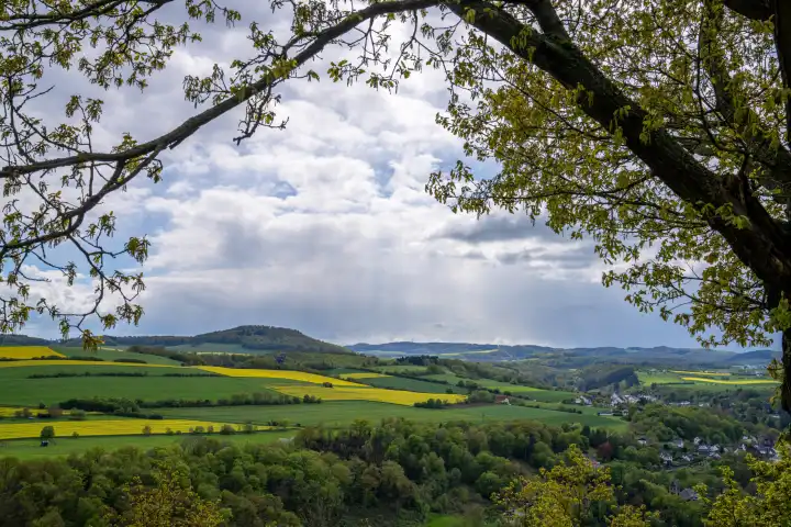 Panoramic image of Brohl valley, Eifel, Rhineland-Palatinate, Germany