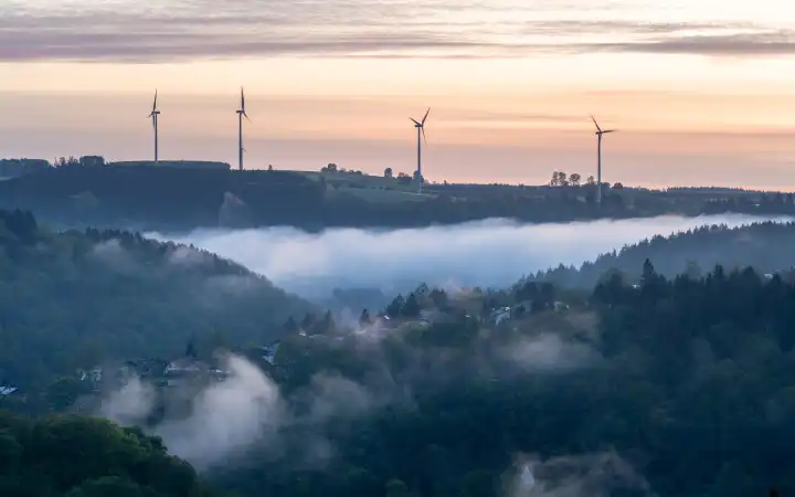Panoramabild der Landschaft in der Eifel, Rheinland-Pfalz, Deutschland