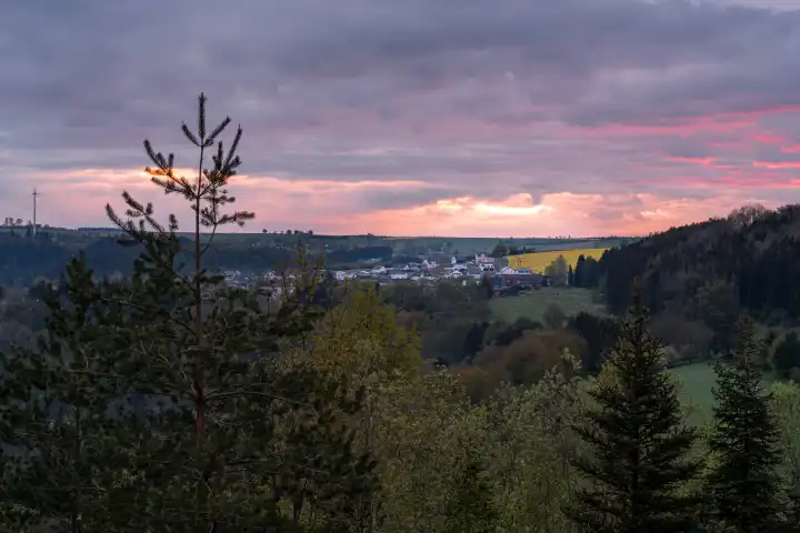 Panoramabild der Landschaft in der Eifel, Rheinland-Pfalz, Deutschland