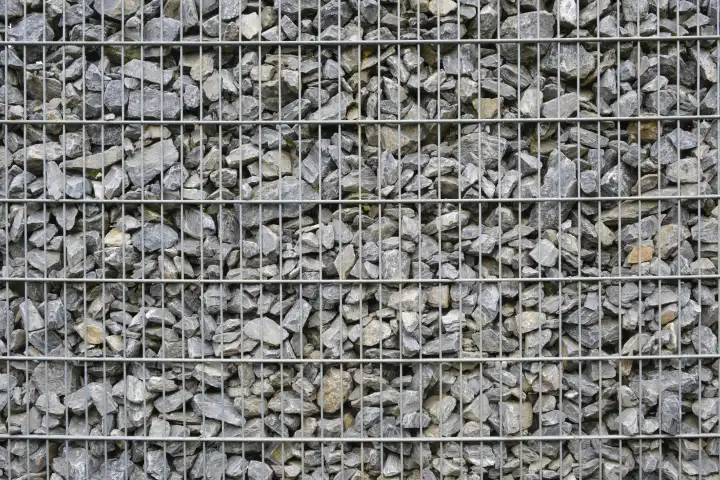 Oberfläche einer Gabionenmauer