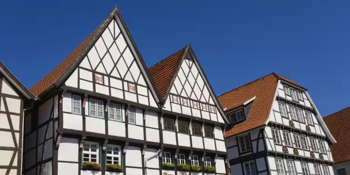 Fachwerkhäuser am Markt, Altstadt, Soest, Nordrhein-Westfalen, Deutschland, Europa