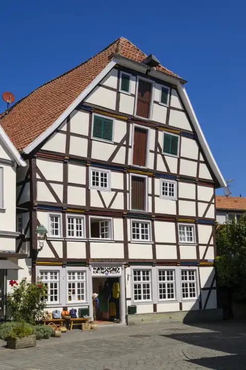 Historisches Fachwerkhaus am Vreithof, Altstadt, Soest, Nordrhein-Westfalen, Deutschland, Europa