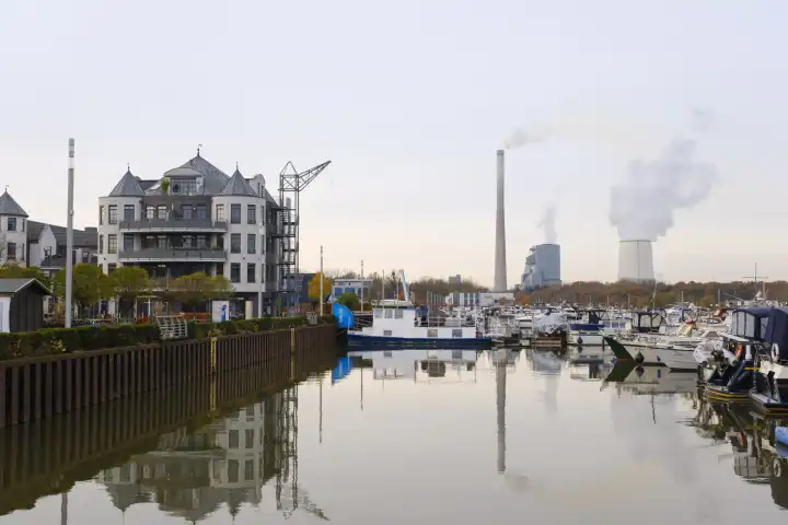 Marina am Datteln-Hamm-Kanal, Bergkamen, Ruhrgebiet, Nordrhein-Westfalen, Deutschland, Europa