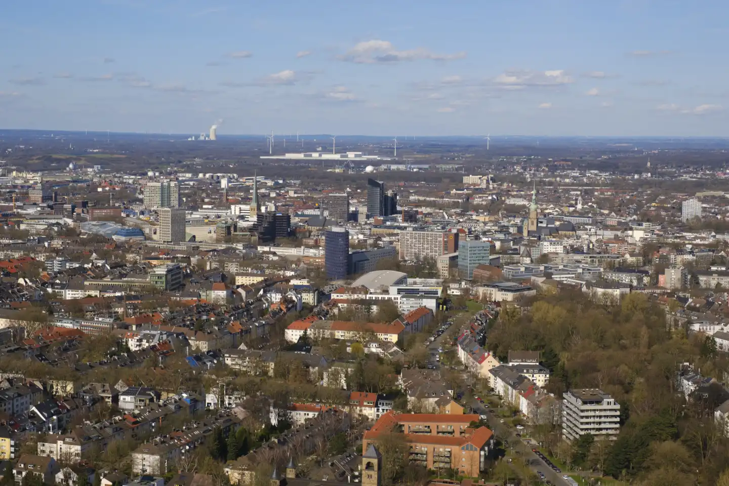 View of the city from the television tower, Dortmund, Ruhr area, North Rhine-Westphalia, Germany, Europe