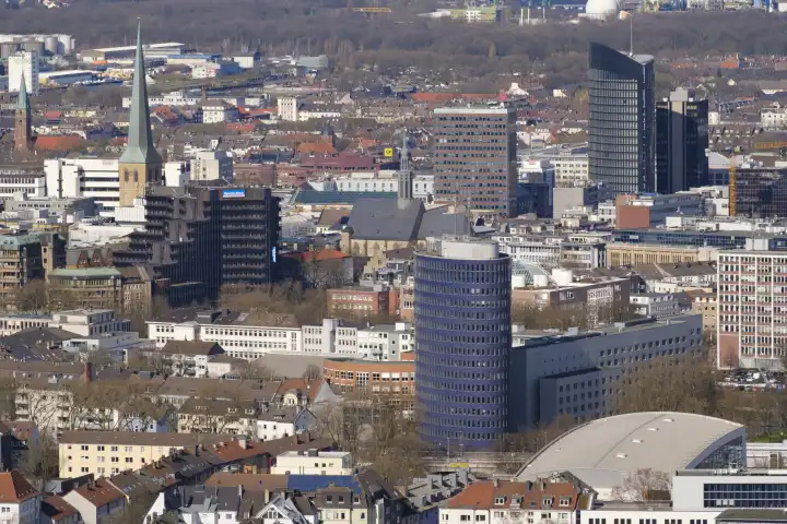 View from the television tower looking north over the city, Dortmund, Ruhr area, North Rhine-Westphalia, Germany, Europe