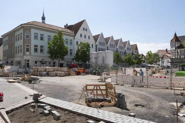Construction site on the market square, Soest, North Rhine-Westphalia, Germany, Europe