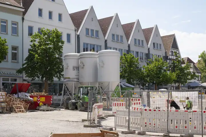 Construction site on the market square, Soest, North Rhine-Westphalia, Germany, Europe