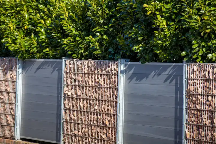 Beautiful privacy fence with gabions