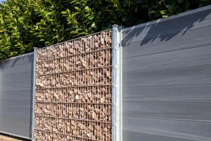 Beautiful privacy fence with gabions