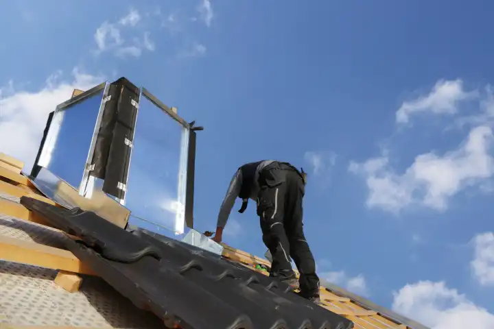 Zimmerer bei Dacharbeiten