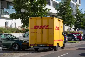 DHL delivery vehicle in Karlsruhe, Baden-Wuerttemberg