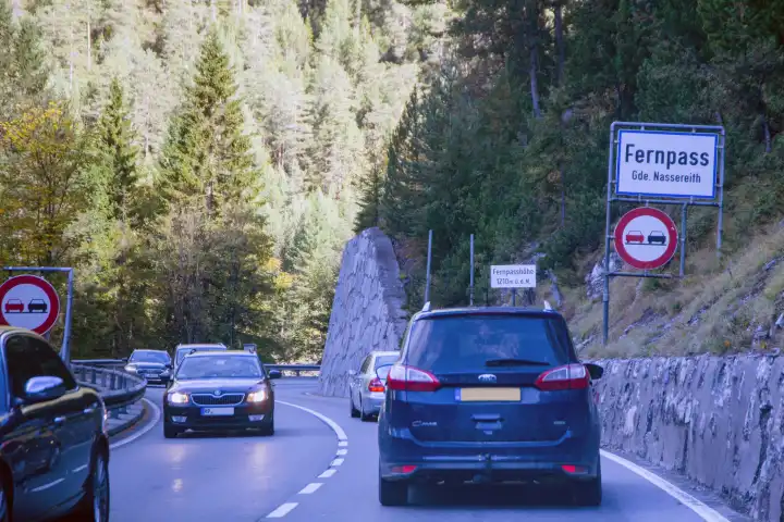 Passenger traffic at the Fernpass in Tyrol, Austria