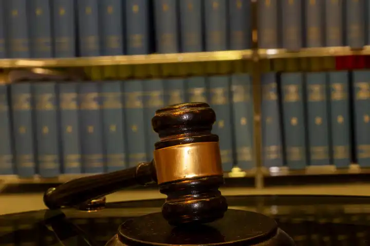 Close-up of a judge's gavel as a symbolic image for a court judgment