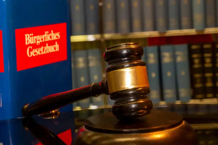 Close-up of a judge's gavel as a symbolic image for a court judgment