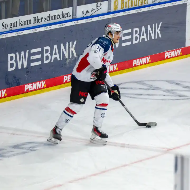 10.03.2024: Ludwig Byström (71, Nürnberg Ice Tigers) beim Auswärtsspiel in der Pre-Playoff-Runde 2023/2024 der DEL (Deutsche Eishockey Liga) bei Adler Mannheim
