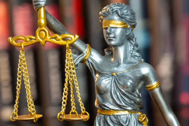 Close-up of a Justitia as a symbol for court rulings, jurisdiction, justice, etc.