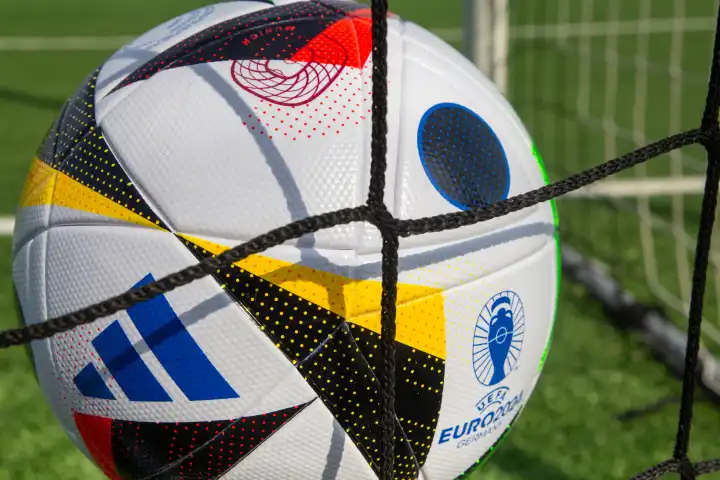 Symbolic image UEFA-EURO 2024: Close-up of the official match ball for the 2024 European Football Championship in Germany