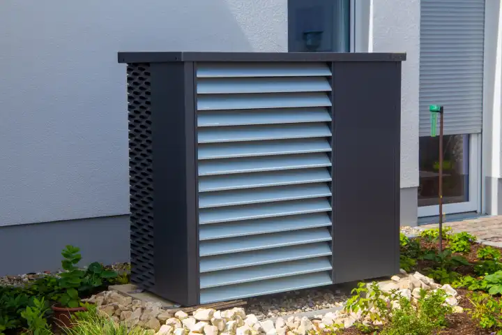 Heat pump on a residential building