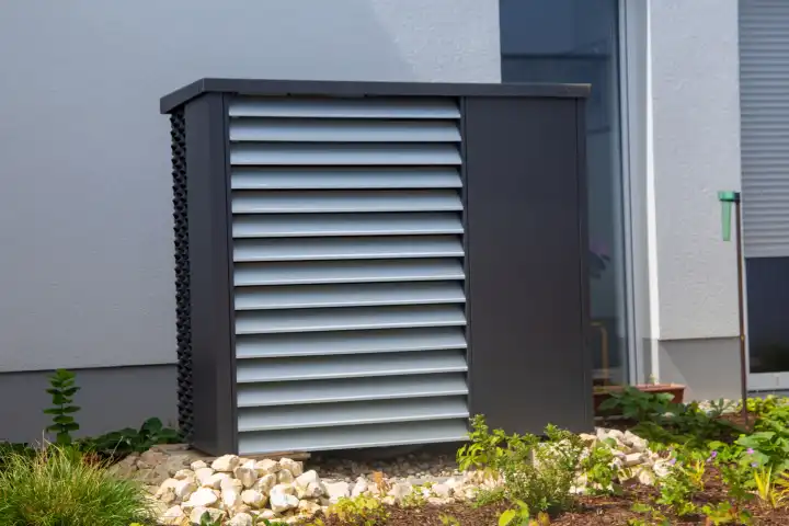 Heat pump on a residential building