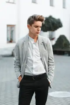 Young handsome guy in stylish clothes