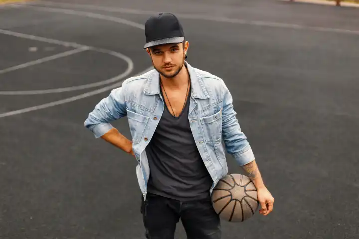 Hipster man with ball