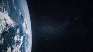 Amazing starry Raum mit schönen blauen Planeten Erde. Stratosphäre und Planet Erde