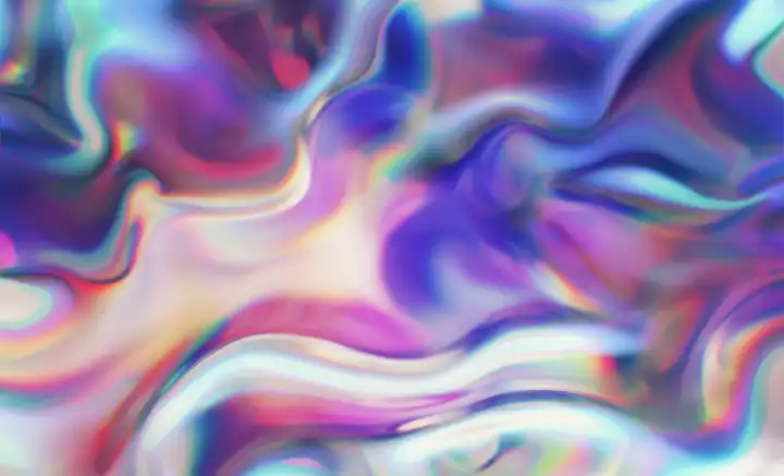 Irisierender flüssiger abstrakter Hintergrund mit farbigen chromatischen Aberrationen, 3D-Render