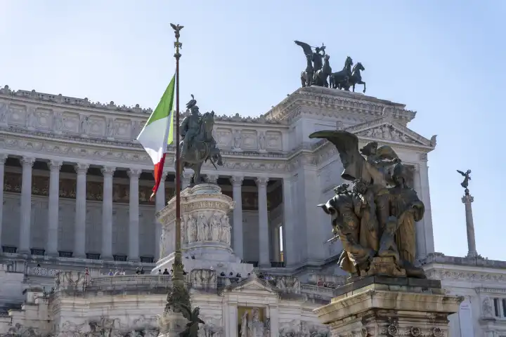 Rome, Italy - 13 March 2023: The Victor Emanuel Monument in Rome, Italy. Sightseeing in Rome
