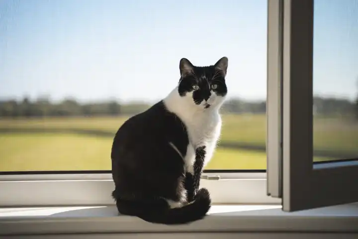 4 September 2021: Cat sitting at an open window