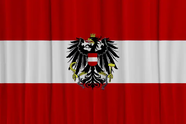 Landesflagge Österreich 3D-Illustration FOTOMONTAGE