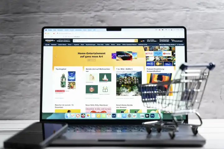 Amazon Online-Shop Website auf einem Laptop Bildschirm 