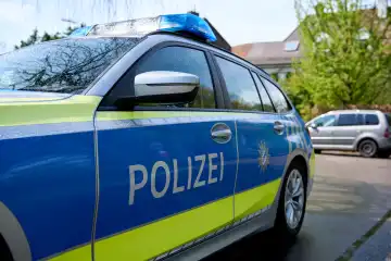 Augsburg, Bavaria, Germany - April 17, 2024: Police car of the Bavarian police in Augsburg