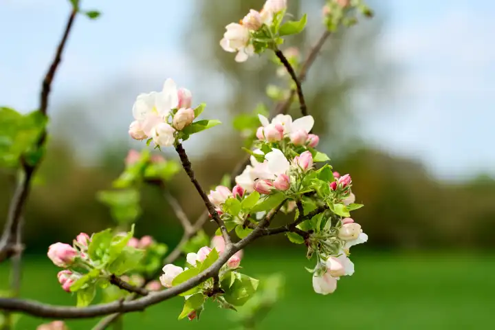 Blüten an einem Apfelbaum im Frühling