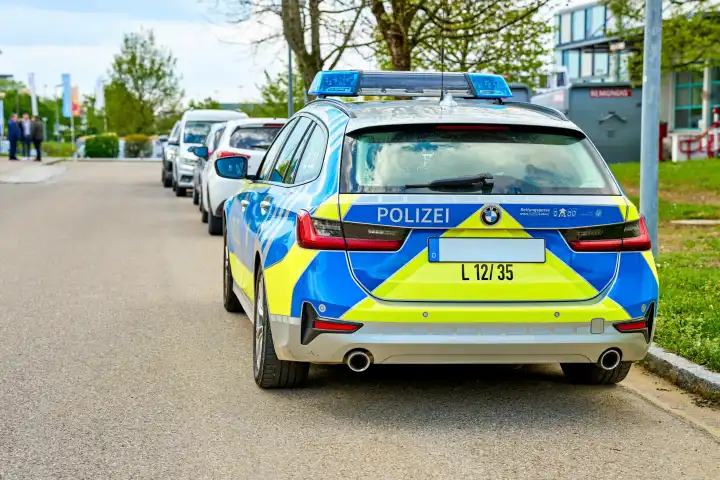 Augsburg, Bavaria, Germany - April 24, 2024: Bavarian police patrol car