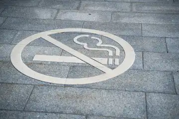 July 21, 2023: Sign on the street, smoking ban. Forbidden to smoke zone