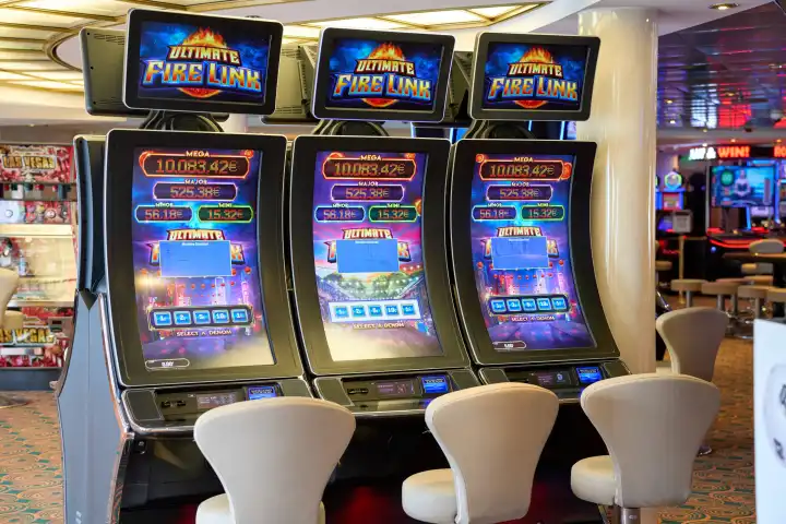Spielautomaten in einem Casino. Symbolbild Glücksspiel und Spielsucht