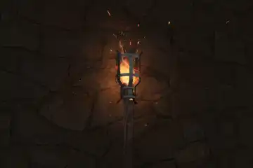 A burning medieval-looking torch
 torch