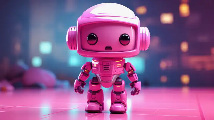 ai generative 3d illustration of a cute pink robot